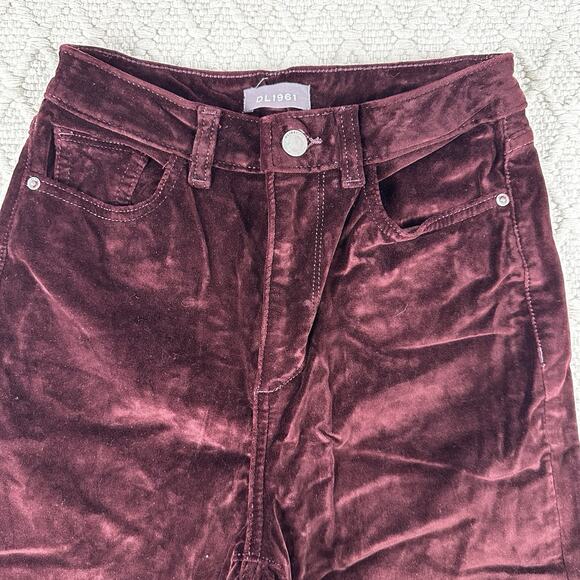 DL1961 Chrissy Ultra High Rise Skinny Jeans Size 25 (US 0/2) Burgundy Velvet - Picture 1 of 10